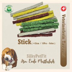 SilkyPetFits - Köpek Çiğneme Kemiği - Renkli / Kalın / >12cm / 11gr / 12 ad.