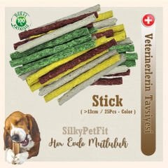 SilkyPetFits - Köpek Çiğneme Kemiği - Renkli / İnce / >12cm / 6gr / 25 ad.