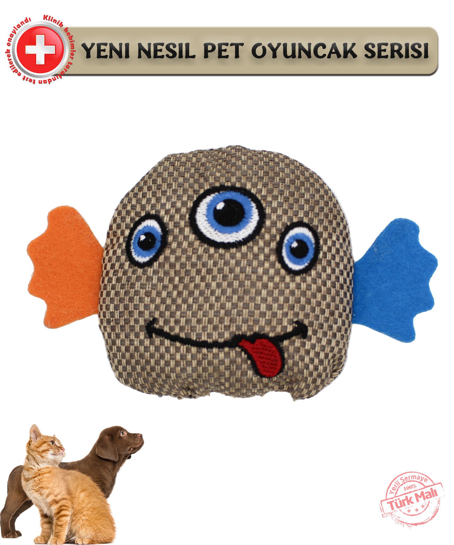 SilkyToys - Köpekler İçin Peluş Oyuncak -  Three Eyes/ 9cm / Bronz